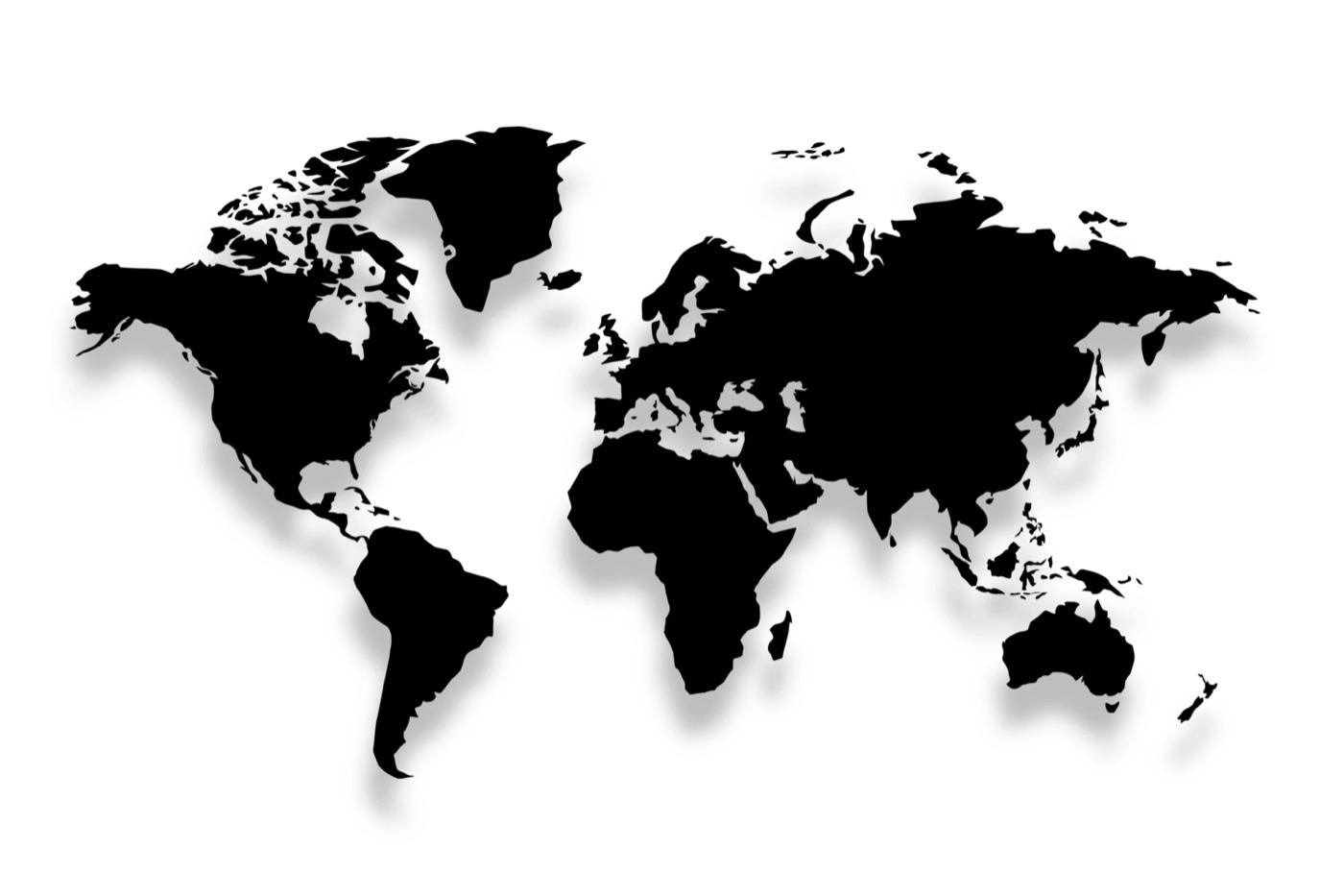 World map showing global club locations